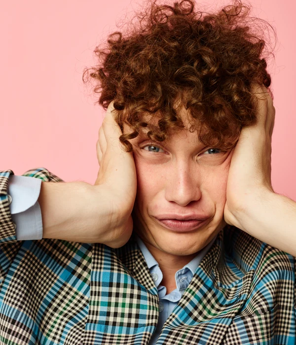 twilight drug detox young man curly hair covering face