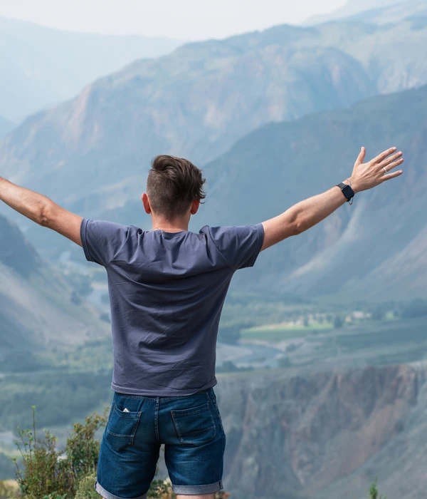 twilight environment man arms outstretched enviroment