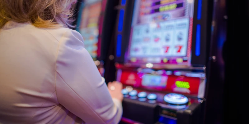 twilight gambling addiction woman playing slot machine