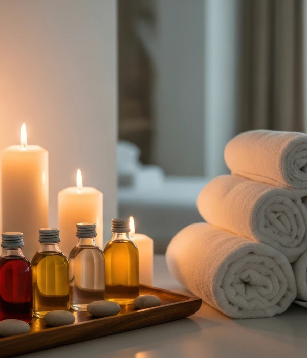 twilight yoga tray towels candles